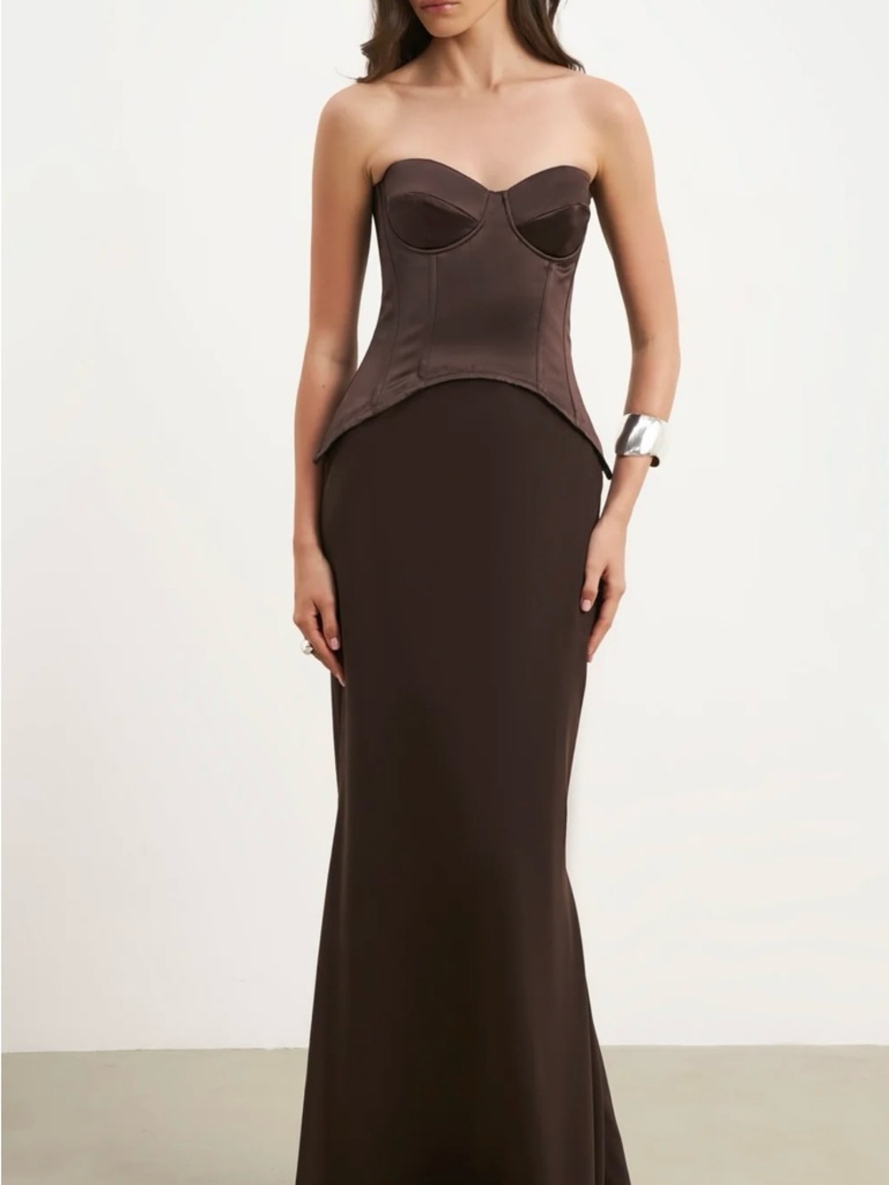 Strapless Chocolate Brown Corset Gown BOA New!